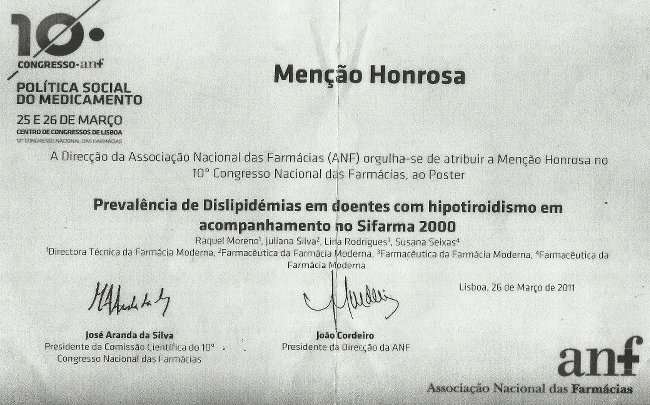 Menção Honrosa Prevalência de Dislipidémias